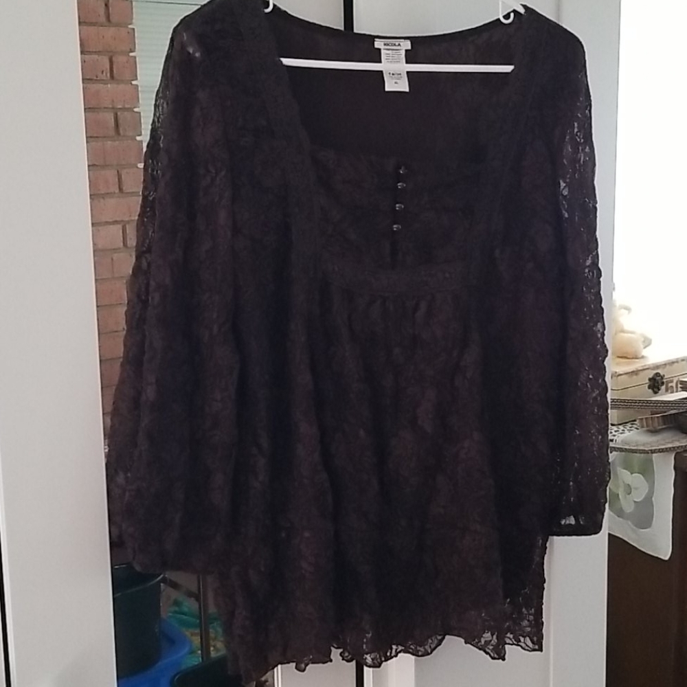 Nicola Brown Laced Blouse